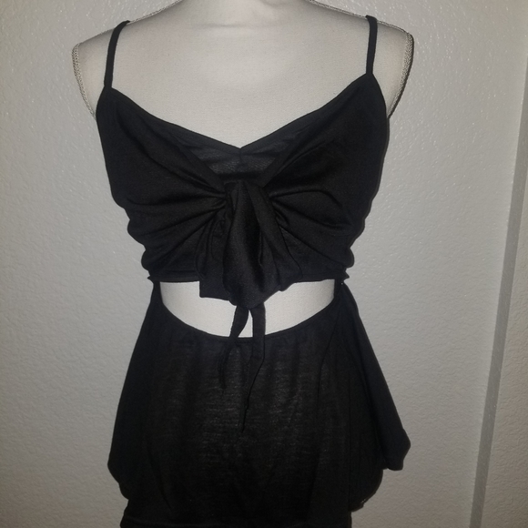 Black Tie Front Cami Top - Picture 3 of 7